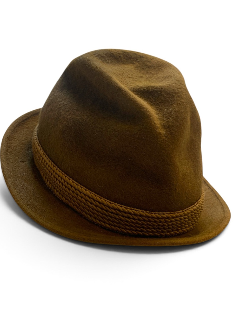 Vintage Rare NWOT Brown Wool Fedora with Braided Trim, Canadian Made 50’s 60’s